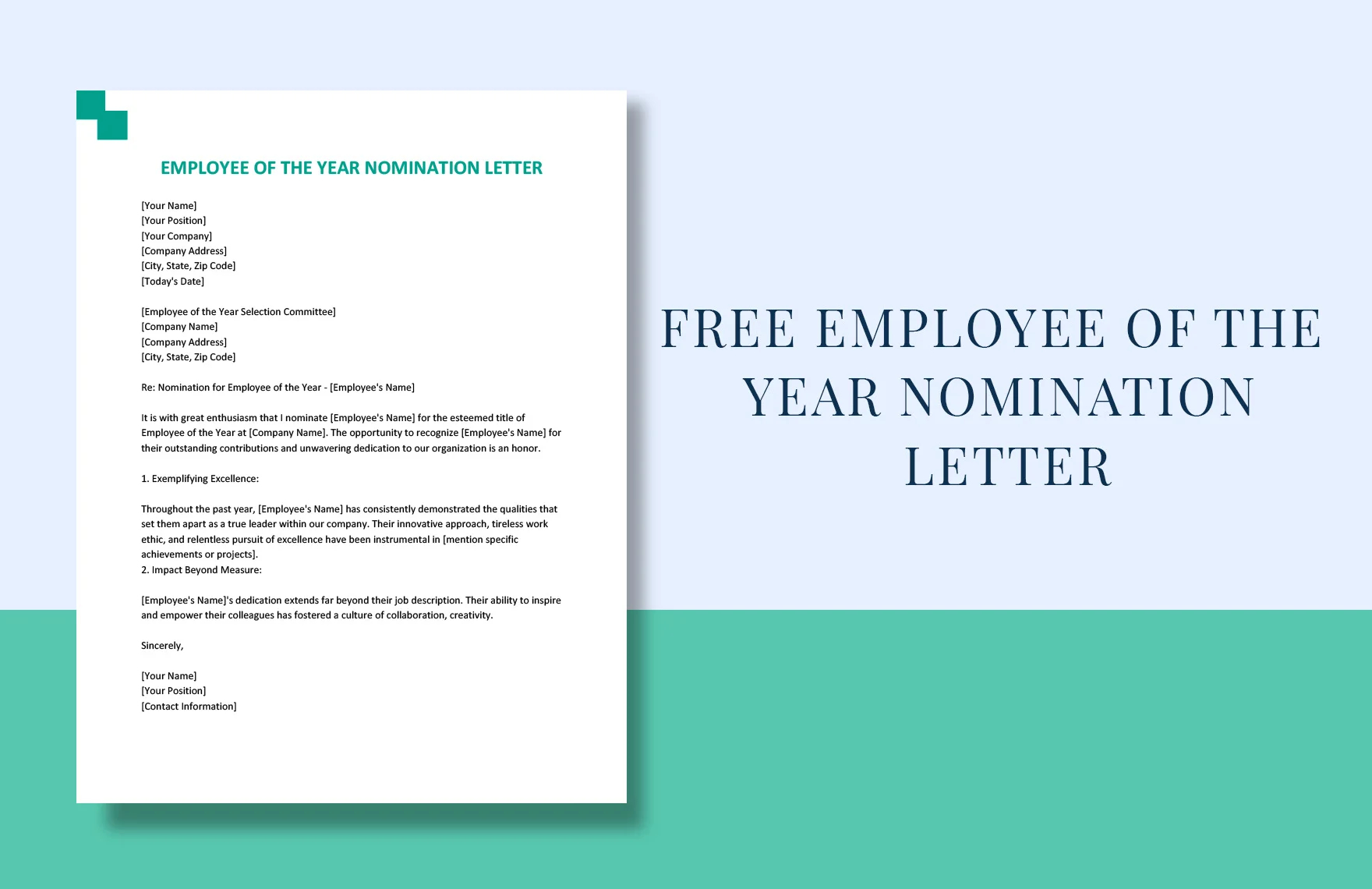 sample employee of the year nomination letter