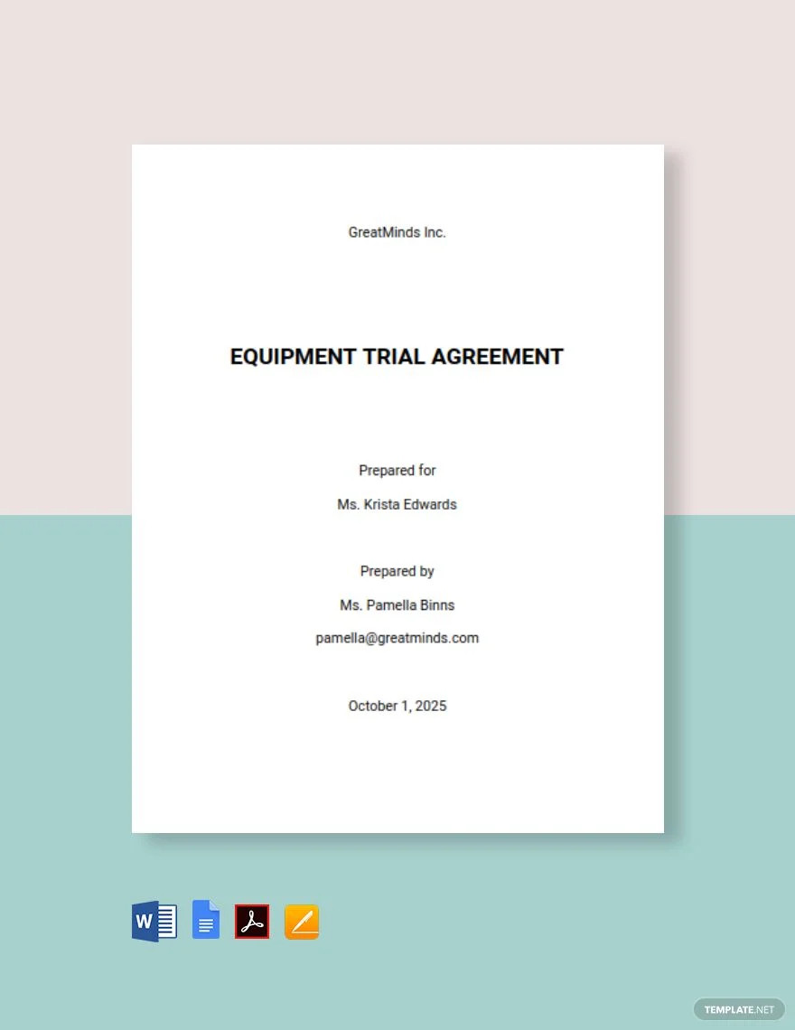 sample equipment trial agreement template