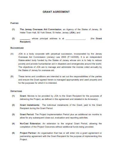 sample fillable grant agreement template
