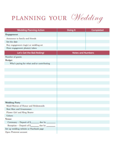 sample fillable wedding planning template