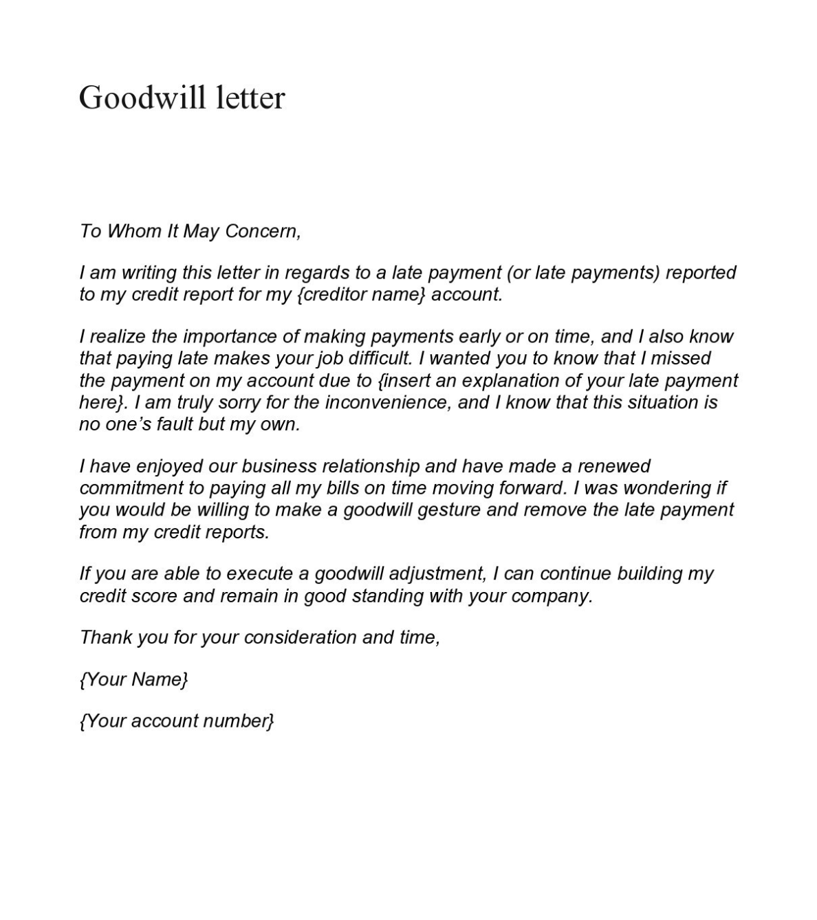 sample goodwill letter