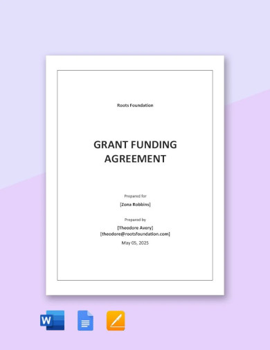 sample grant funding agreement template