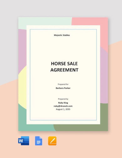 sample horse sale agreement template