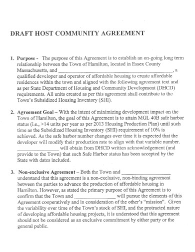 sample host community agreement template