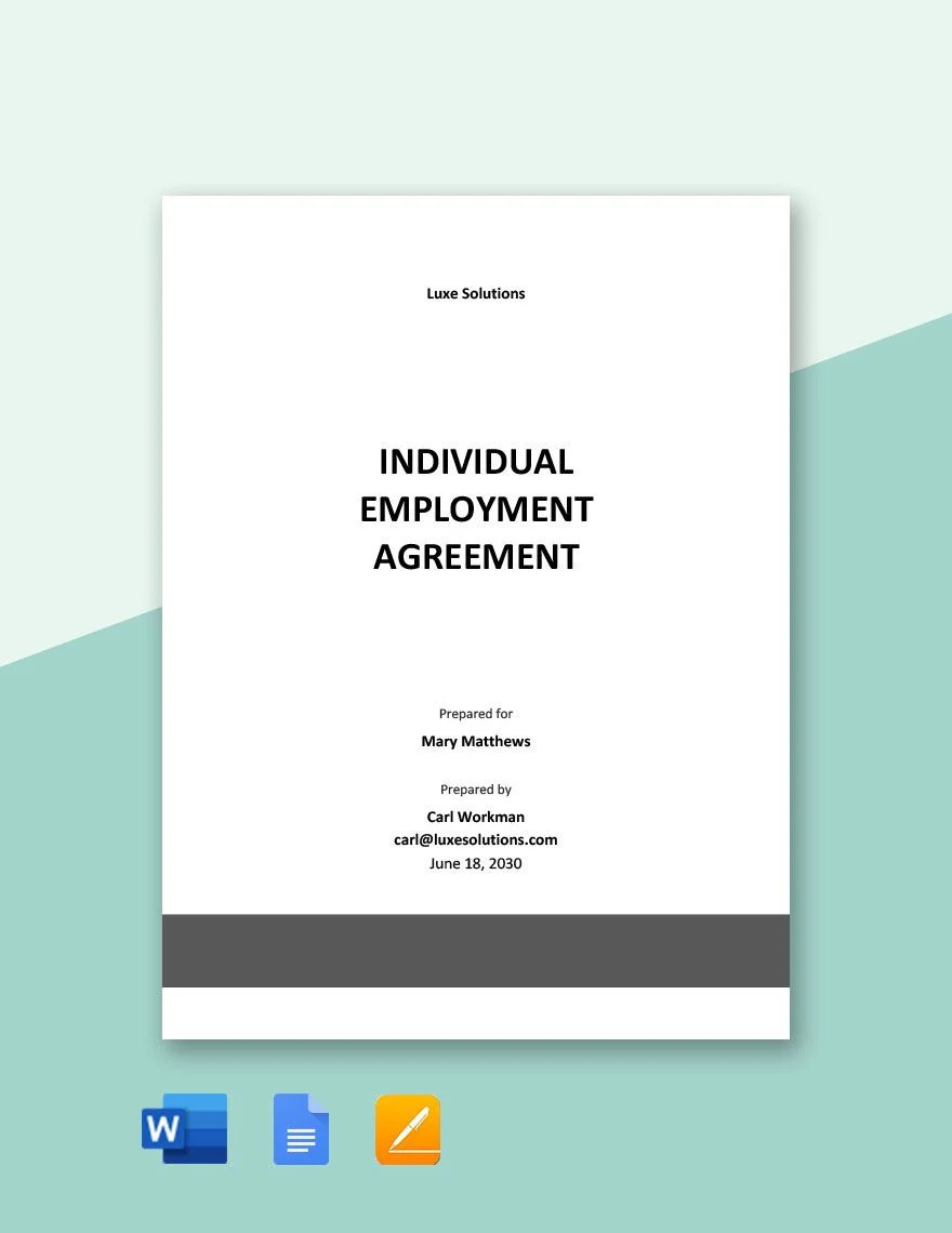 sample individual employment agreement template