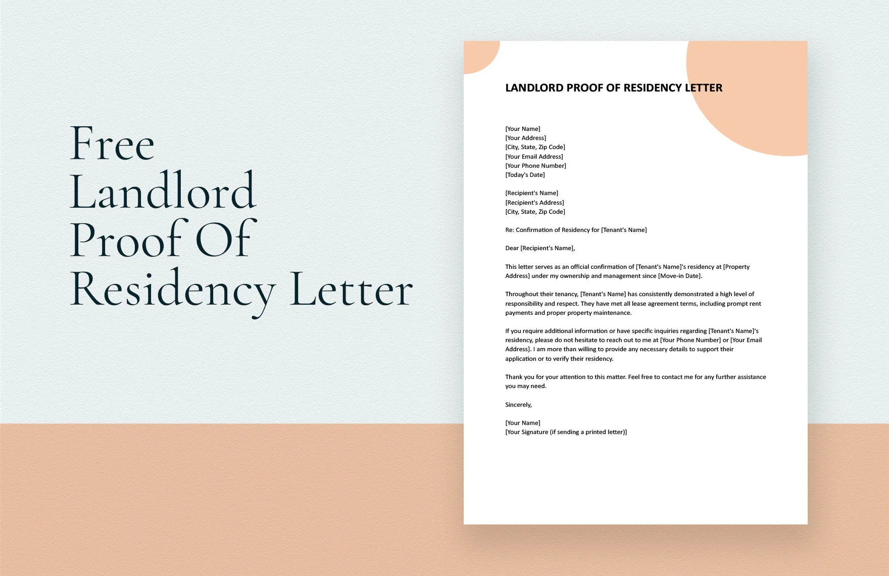 sample landlord proof of residency letter