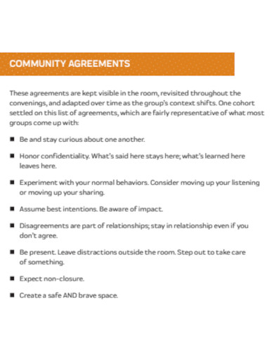 sample leadership community agreement template