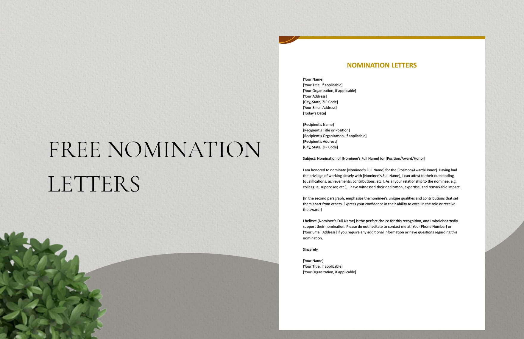 sample nomination letter template