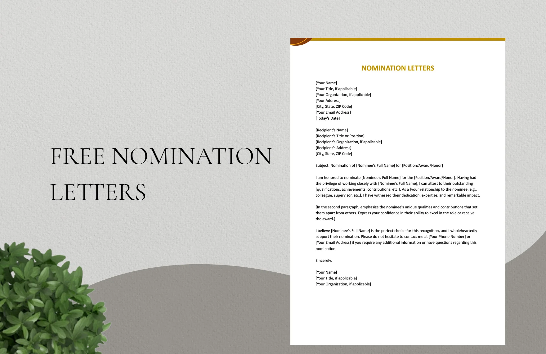 11 FREE Nomination Letter Samples & Templates in MS Word Google Docs