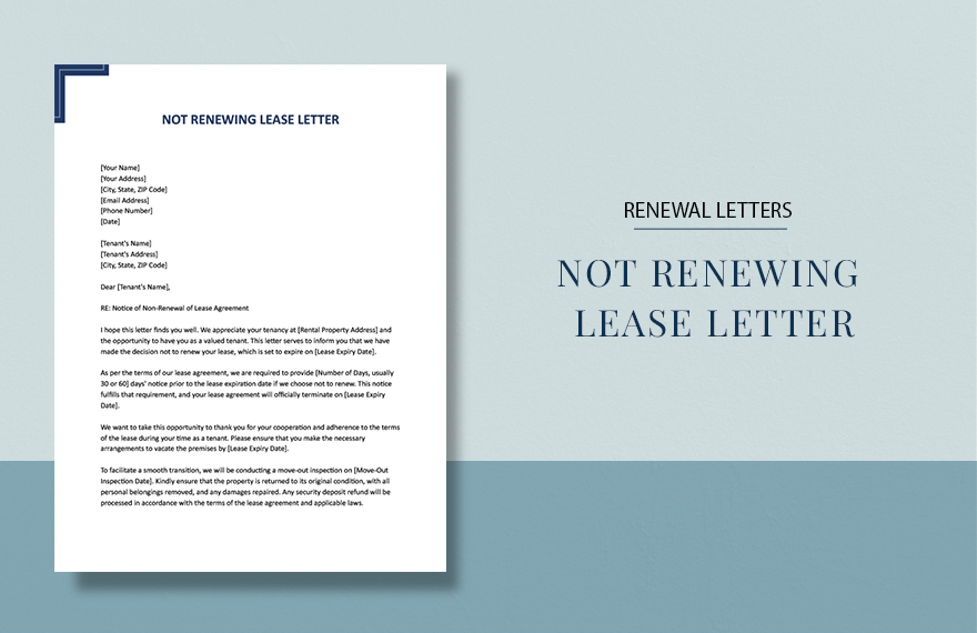 sample not renewing lease letter