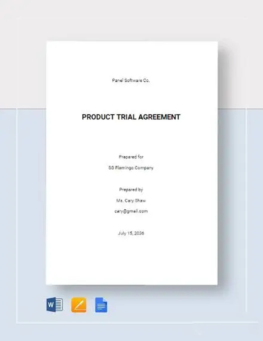 sample product trial agreement template