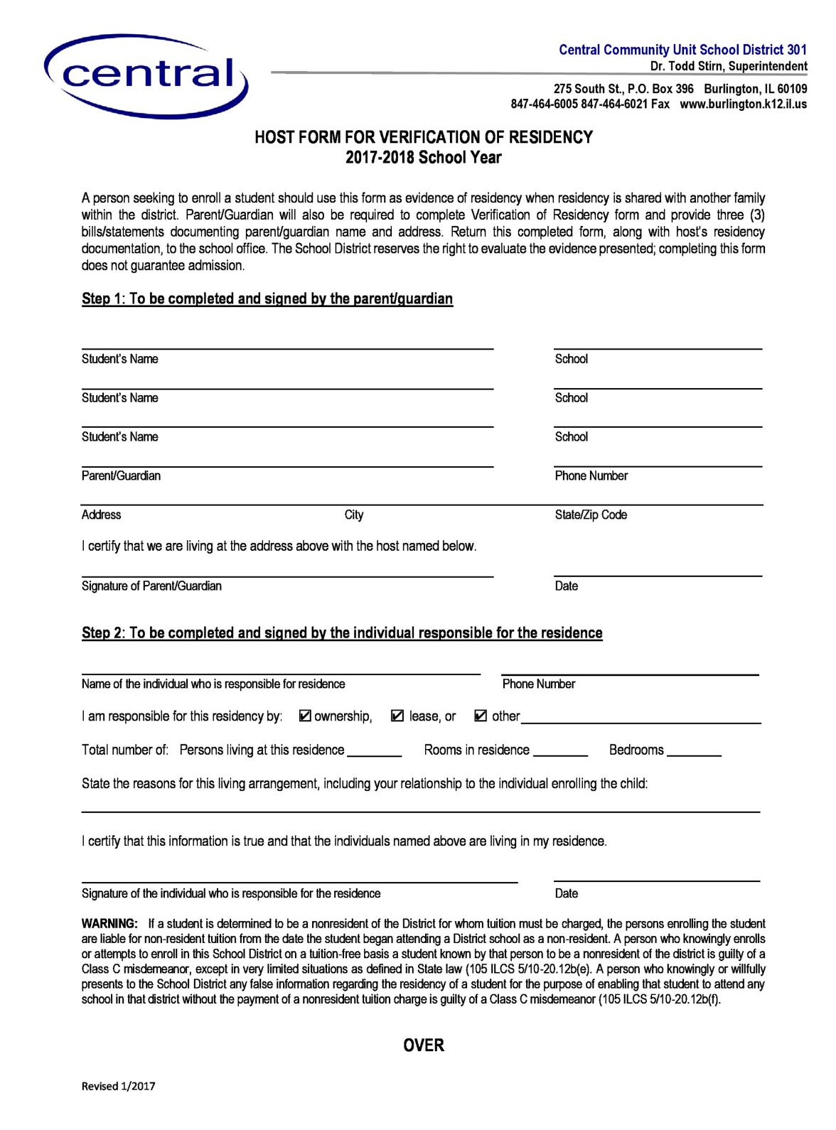 sample proof of residency form