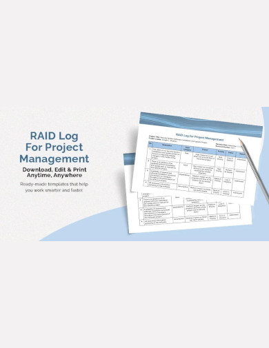 sample raid log for project management template