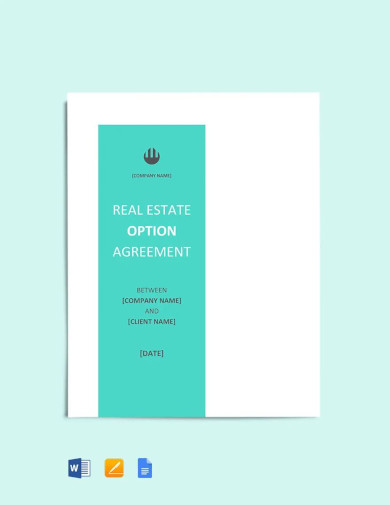 sample real estate option agreement template