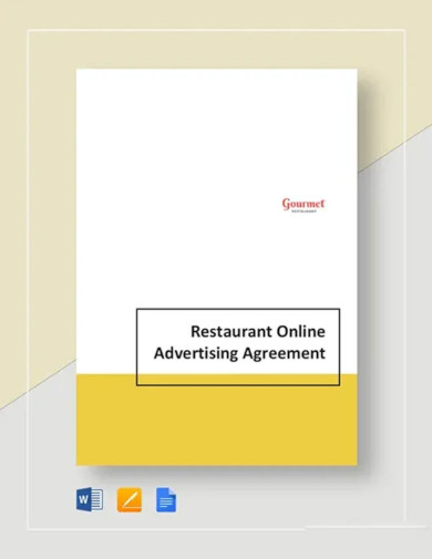 sample restaurant online advertising agreement template