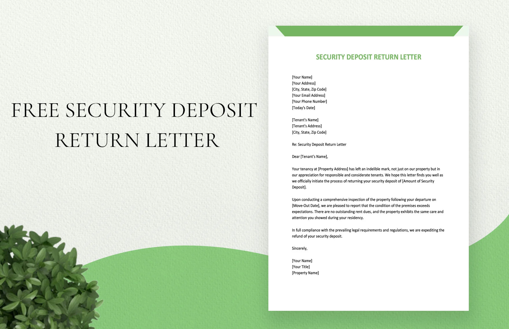 sample security deposit return letter