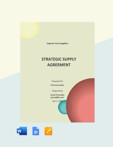 sample strategic supply agreement template