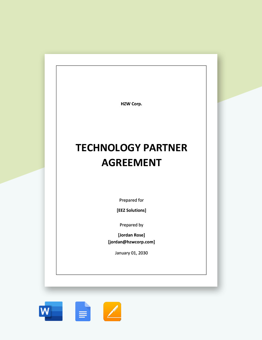 sample technology partner agreement template