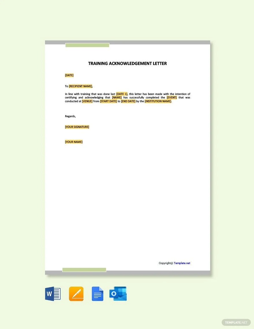 sample training acknowledgement letter