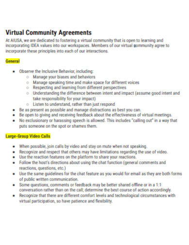 sample virtual community agreement template