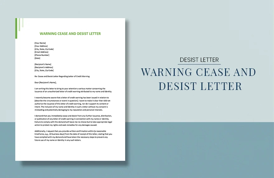 sample warning cease and desist letter