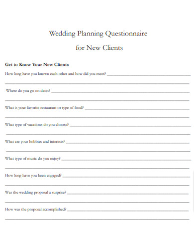 sample wedding planning questionnaire template