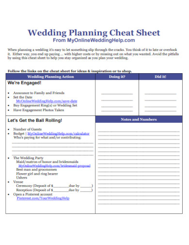 sample wedding planning template