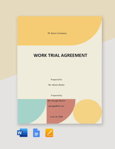sample work trial agreement template