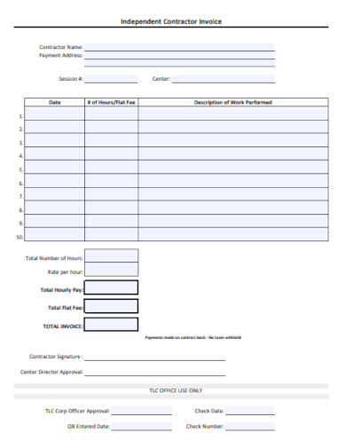 self employed independent contractor invoice template