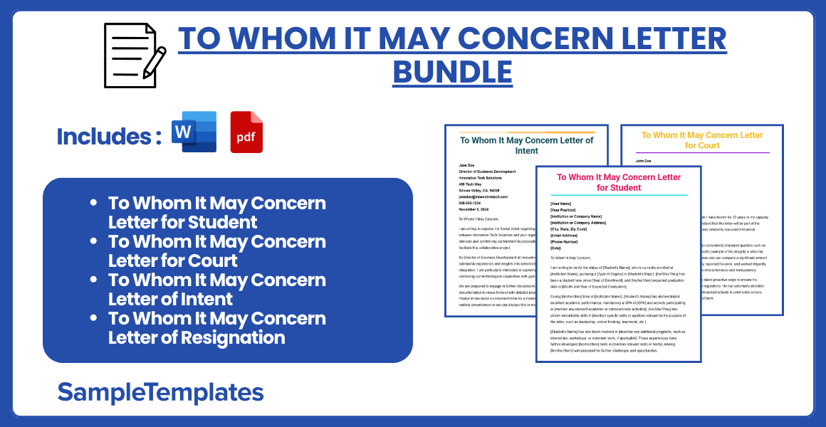 to whom it may concern letter bundle