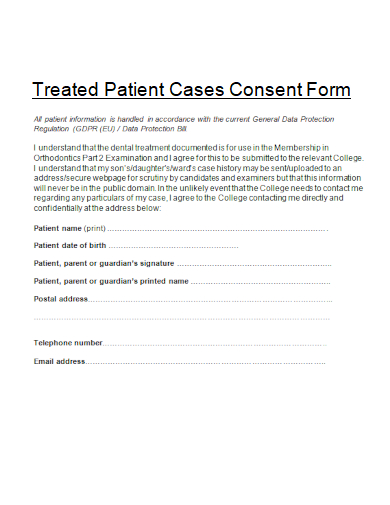 treated cases patient consent form template